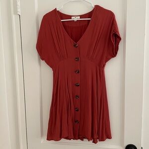 BP Burnt Orange Pleated Button-Down Dress